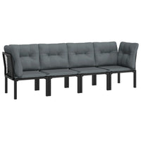 Thumbnail for 4-tlg. Garten-Lounge-Set Schwarz und Grau Poly Rattan