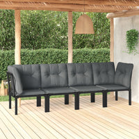 Thumbnail for 4-tlg. Garten-Lounge-Set Schwarz und Grau Poly Rattan