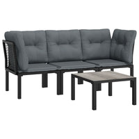 Thumbnail for 4-tlg. Garten-Lounge-Set Schwarz und Grau Poly Rattan