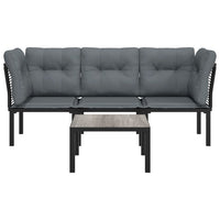 Thumbnail for 4-tlg. Garten-Lounge-Set Schwarz und Grau Poly Rattan