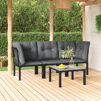 Thumbnail for 4-tlg. Garten-Lounge-Set Schwarz und Grau Poly Rattan
