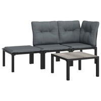 Thumbnail for 4-tlg. Garten-Lounge-Set Schwarz und Grau Poly Rattan