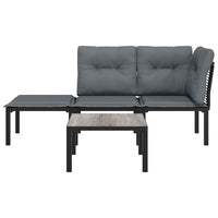 Thumbnail for 4-tlg. Garten-Lounge-Set Schwarz und Grau Poly Rattan