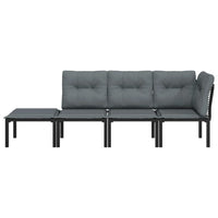 Thumbnail for 4-tlg. Garten-Lounge-Set Schwarz und Grau Poly Rattan