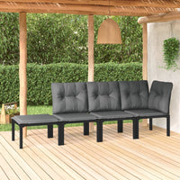Thumbnail for 4-tlg. Garten-Lounge-Set Schwarz und Grau Poly Rattan