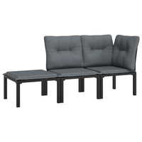 Thumbnail for 3-tlg. Garten-Lounge-Set Schwarz und Grau Poly Rattan