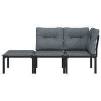 Thumbnail for 3-tlg. Garten-Lounge-Set Schwarz und Grau Poly Rattan