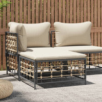 Thumbnail for Gartenhocker mit Beige Kissen Poly Rattan