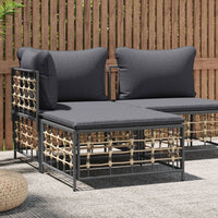 Thumbnail for Gartenhocker mit Dunkelgrauem Kissen Poly Rattan