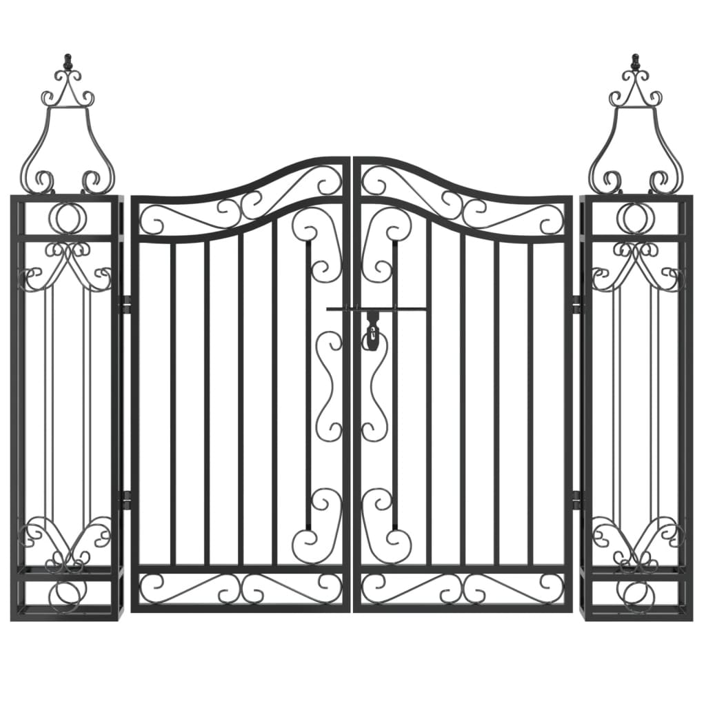 Gartentor Schwarz 121x8x100 cm Schmiedeeisen
