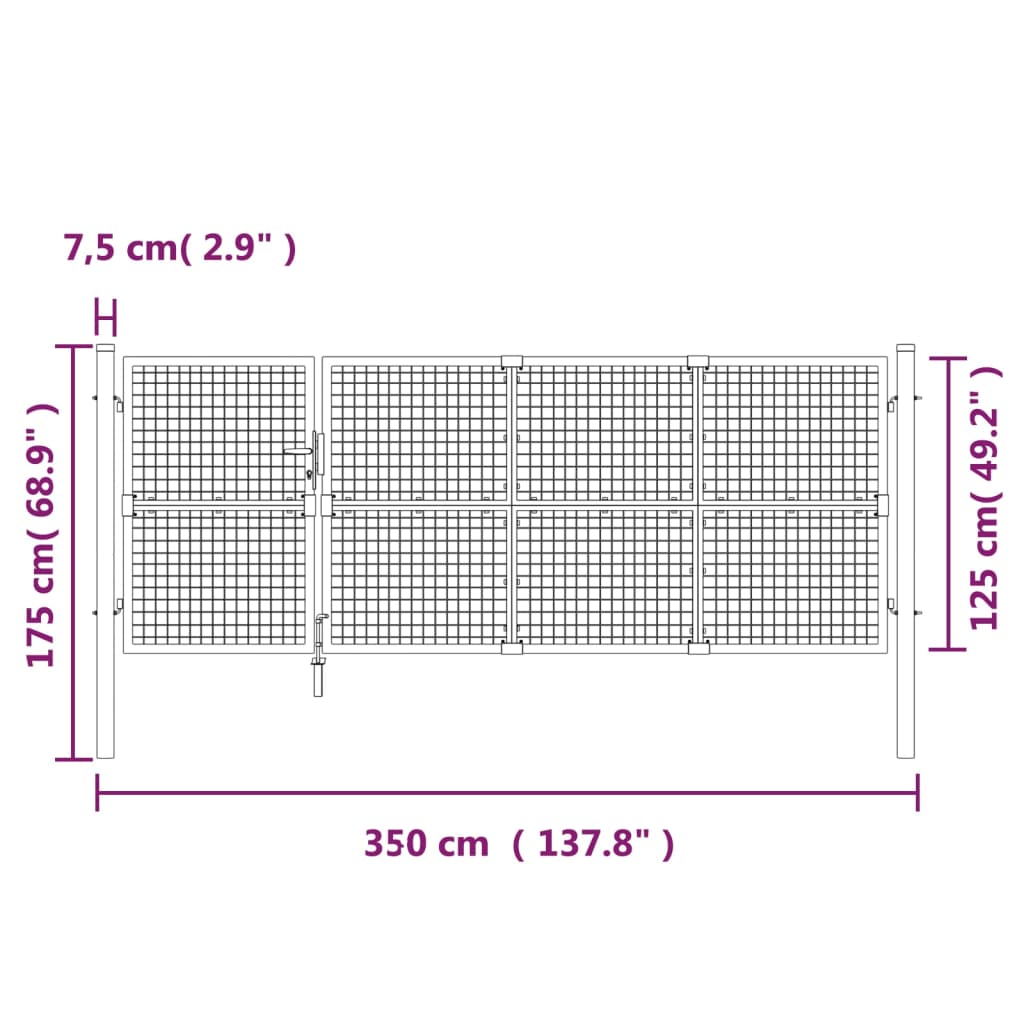 Mesh-Gartentor Anthrazit 350x175 cm Verzinkter Stahl