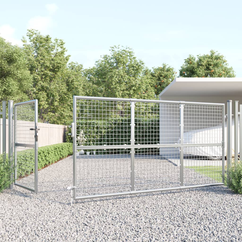 Mesh-Gartentor Silbern 350x175 cm Verzinkter Stahl