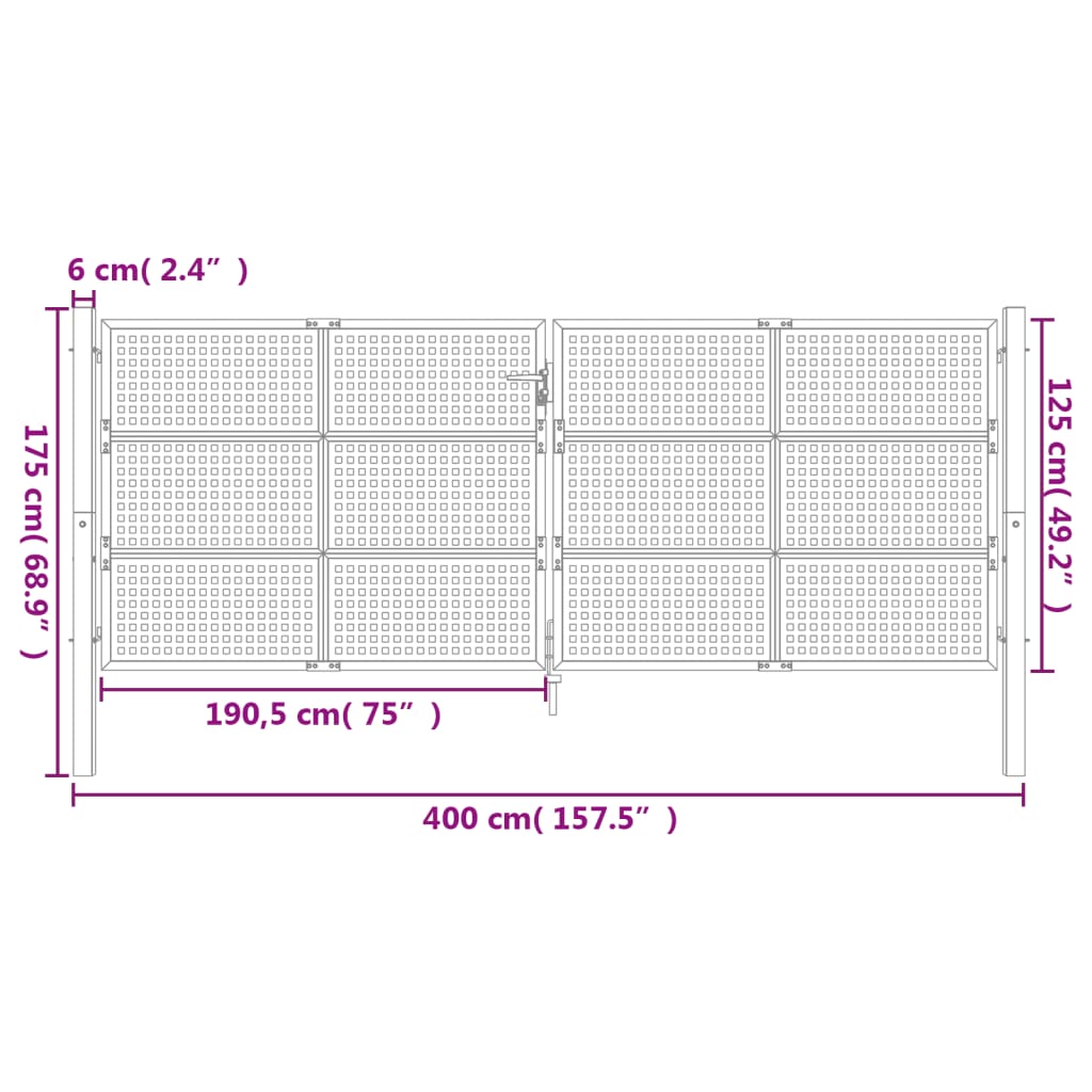 Gartentor Anthrazit 400x175 cm Stahl