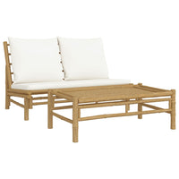 Thumbnail for 2-tlg. Garten-Lounge-Set mit Cremeweißen Kissen Bambus