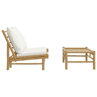 Thumbnail for 2-tlg. Garten-Lounge-Set mit Cremeweißen Kissen Bambus
