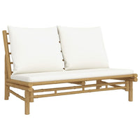 Thumbnail for 2-tlg. Garten-Lounge-Set mit Cremeweißen Kissen Bambus