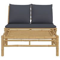 Thumbnail for 2-tlg. Garten-Lounge-Set mit Dunkelgrauen Kissen Bambus