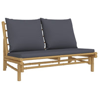 Thumbnail for 2-tlg. Garten-Lounge-Set mit Dunkelgrauen Kissen Bambus