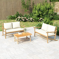 Thumbnail for Gartenbank mit Cremeweißen Kissen Bambus
