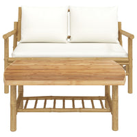 Thumbnail for 2-tlg. Garten-Lounge-Set mit Cremeweißen Kissen Bambus