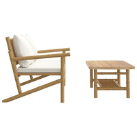 Thumbnail for 2-tlg. Garten-Lounge-Set mit Cremeweißen Kissen Bambus