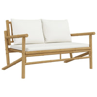 Thumbnail for 2-tlg. Garten-Lounge-Set mit Cremeweißen Kissen Bambus