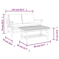 Thumbnail for 2-tlg. Garten-Lounge-Set mit Cremeweißen Kissen Bambus