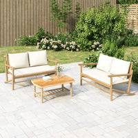 Thumbnail for 2-tlg. Garten-Lounge-Set mit Cremeweißen Kissen Bambus