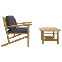Thumbnail for 2-tlg. Garten-Lounge-Set mit Dunkelgrauen Kissen Bambus