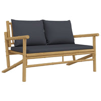 Thumbnail for 2-tlg. Garten-Lounge-Set mit Dunkelgrauen Kissen Bambus