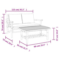 Thumbnail for 2-tlg. Garten-Lounge-Set mit Dunkelgrauen Kissen Bambus