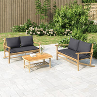 Thumbnail for 2-tlg. Garten-Lounge-Set mit Dunkelgrauen Kissen Bambus