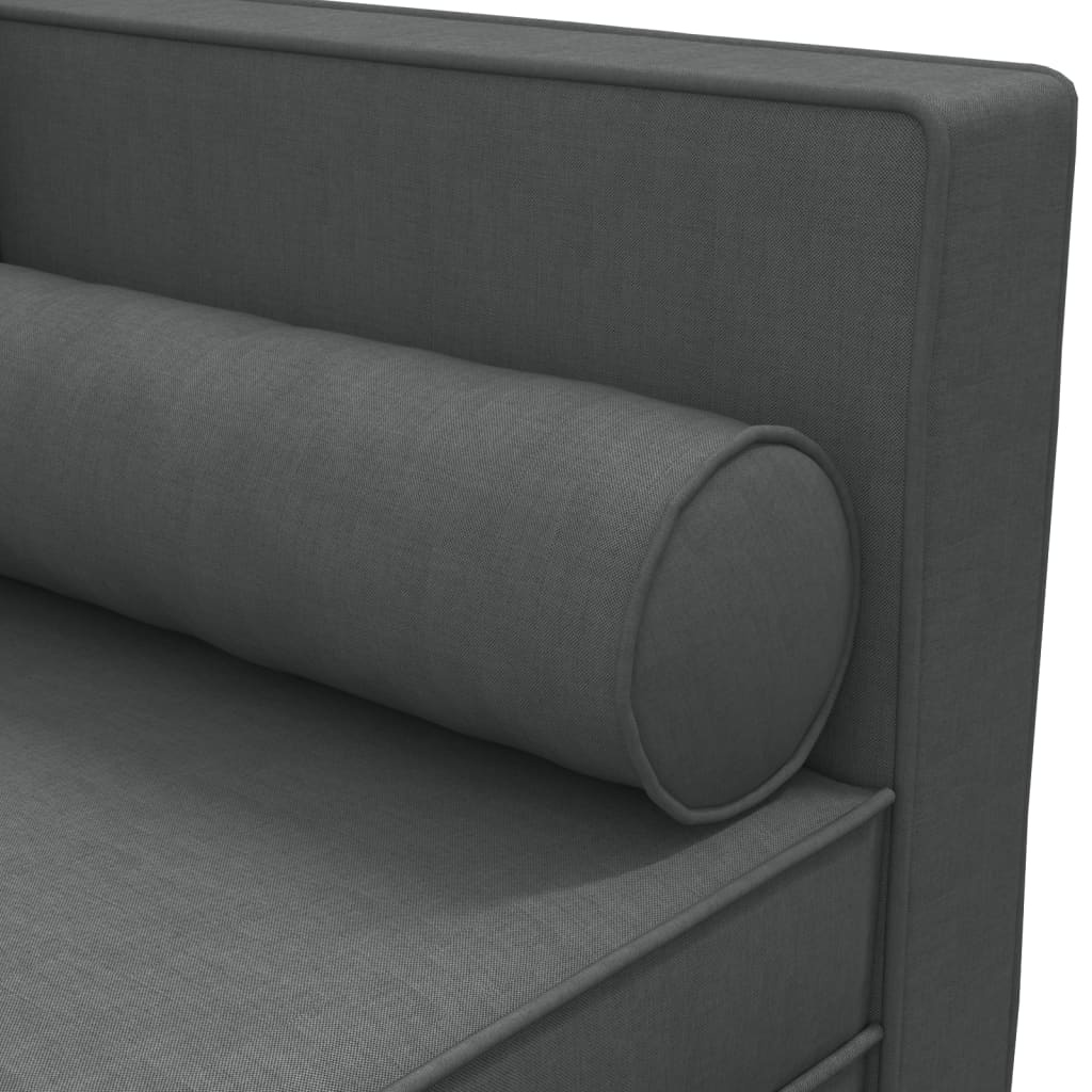 Chaiselongue mit Kissen und Nackenrolle Dunkelgrau Stoff
