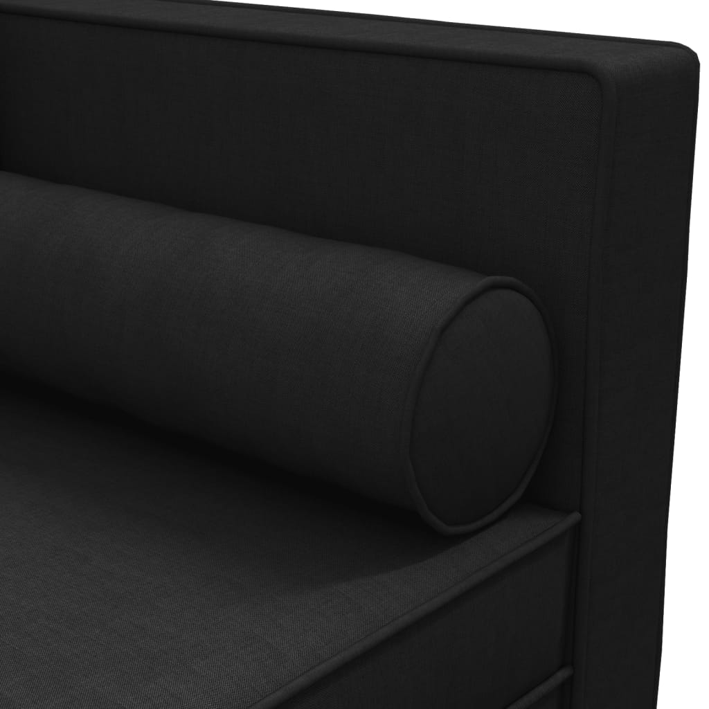 Chaiselongue mit Kissen und Nackenrolle Schwarz Stoff