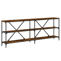 Thumbnail for Konsolentisch Räuchereiche 200x30x75 cm Holzwerkstoff und Eisen