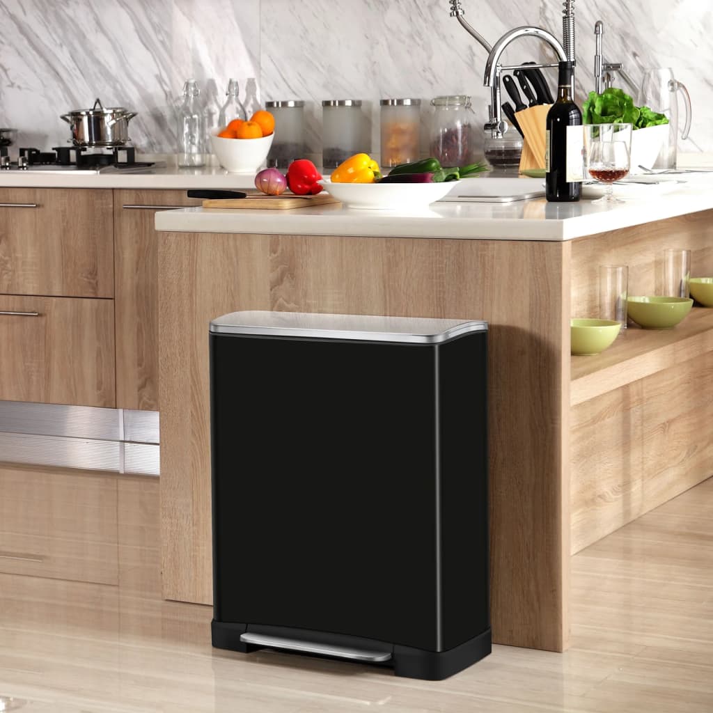 EKO Tretmülleimer E-Cube 28 L+18 L Mattschwarz