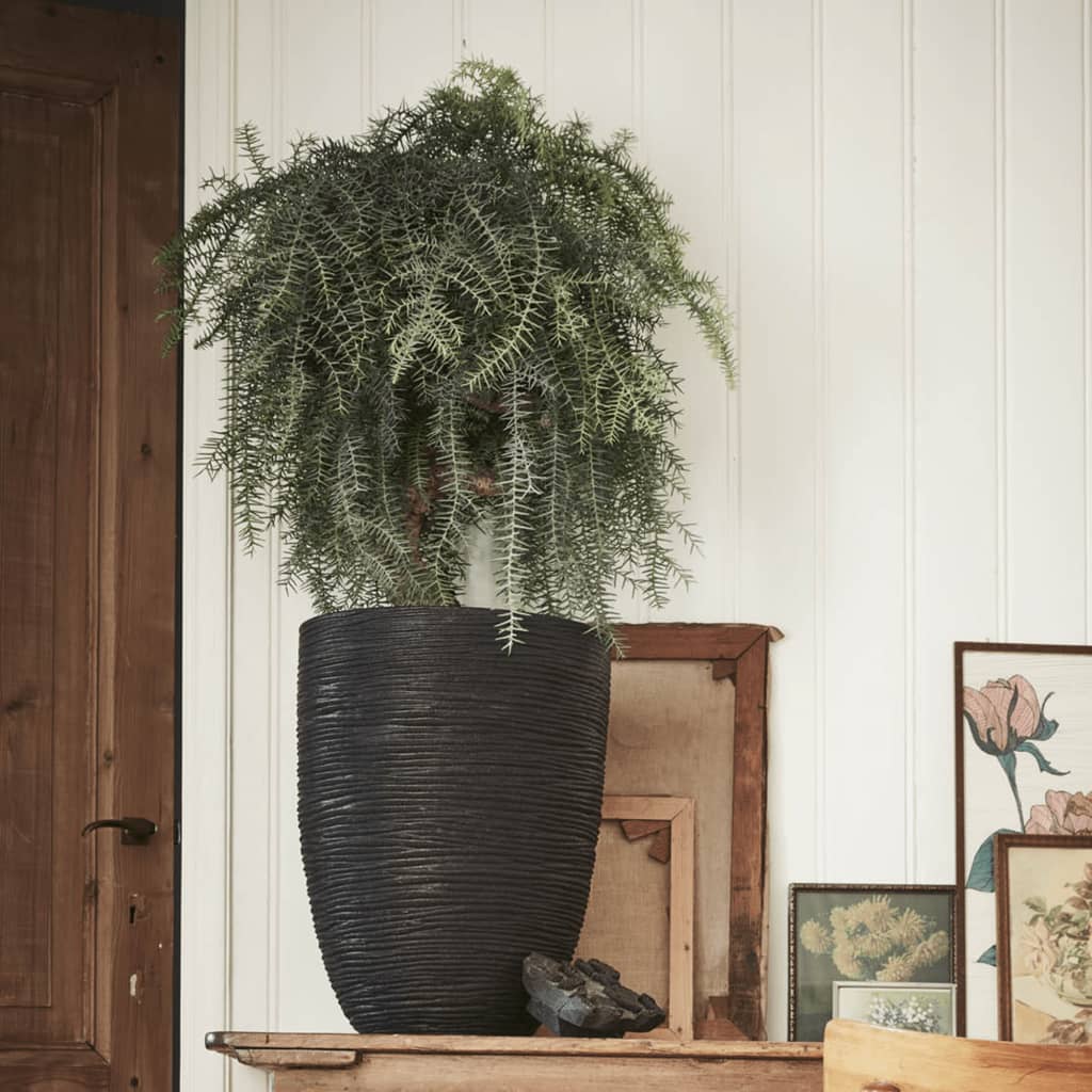 Capi Blumentopf Nature Rib Elegant Niedrig 46 x 58 cm Schwarz KBLR783
