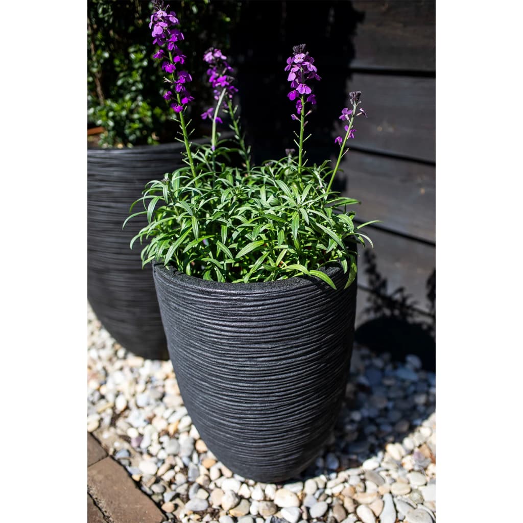 Capi Blumentopf Nature Rib Elegant Niedrig 46 x 58 cm Schwarz KBLR783