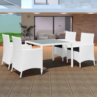 Thumbnail for 5-tlg. Garten-Essgruppe Poly Rattan Cremeweiß