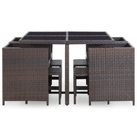 Thumbnail for 9-tlg. Garten-Essgruppe mit Auflagen Poly Rattan Braun