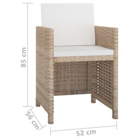 Thumbnail for 9-tlg. Garten-Essgruppe mit Auflagen Poly Rattan Beige