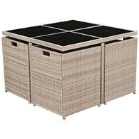 Thumbnail for 9-tlg. Garten-Essgruppe mit Auflagen Poly Rattan Beige