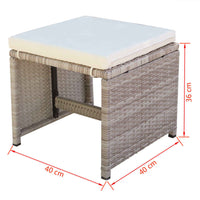 Thumbnail for 9-tlg. Garten-Essgruppe mit Auflagen Poly Rattan Beige