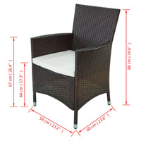 Thumbnail for 11-tlg. Garten-Essgruppe mit Auflagen Poly Rattan Braun