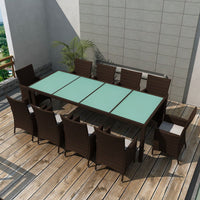 Thumbnail for 11-tlg. Garten-Essgruppe mit Auflagen Poly Rattan Braun