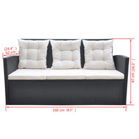 Thumbnail for 6-tlg. Garten-Essgruppe mit Kissen Poly Rattan Schwarz