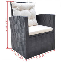 Thumbnail for 6-tlg. Garten-Essgruppe mit Kissen Poly Rattan Schwarz