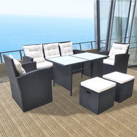 Thumbnail for 6-tlg. Garten-Essgruppe mit Kissen Poly Rattan Schwarz