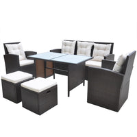 Thumbnail for 6-tlg. Garten-Essgruppe mit Kissen Poly Rattan Braun