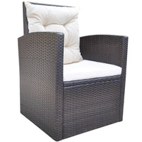Thumbnail for 6-tlg. Garten-Essgruppe mit Kissen Poly Rattan Braun